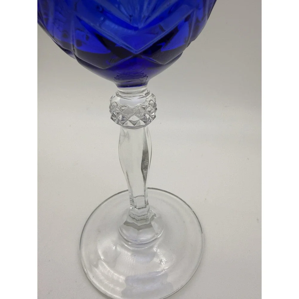 Vintage Cristal D'Arques Durand Sapphire Blue Water or Wine Goblet